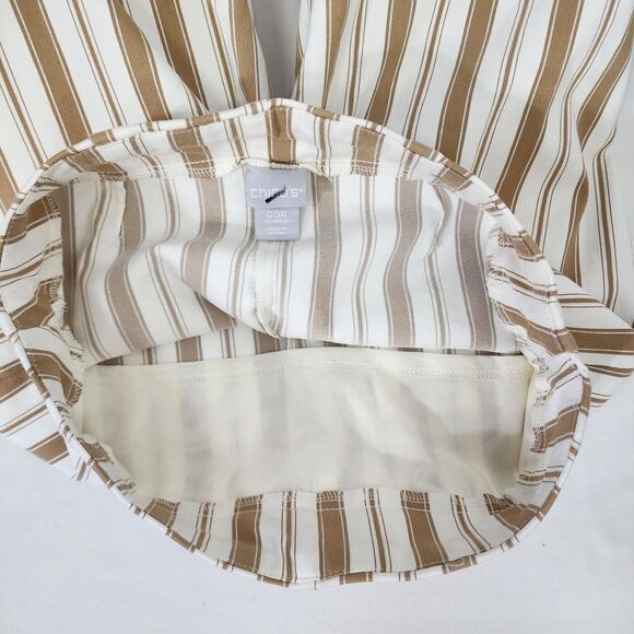 Chico's So Slimming Ankle Pant Size 00R US 2 White Neutral Brigitte Shine Stripe - Picture 6 of 9